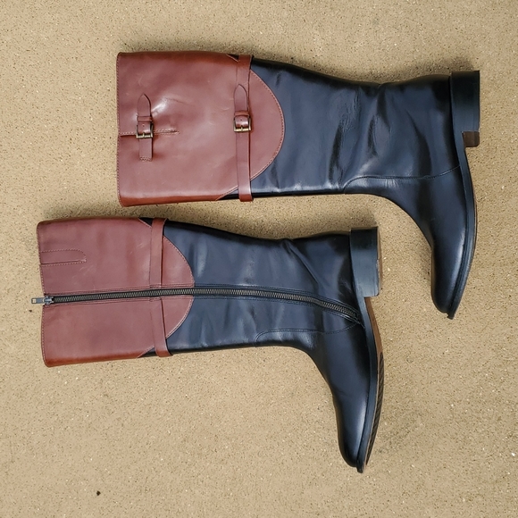 Johnston & Murphy Black & Brown Knee High Riding Boots Size 9 1/2 - Picture 2 of 10